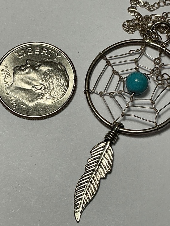 Sterling Silver Chain with Dream Catcher Pendant Necklace. 20” long - Picture 5 of 5